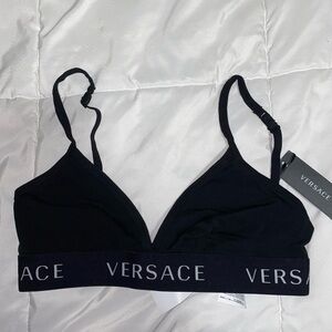 Versace Black Logo Bralette